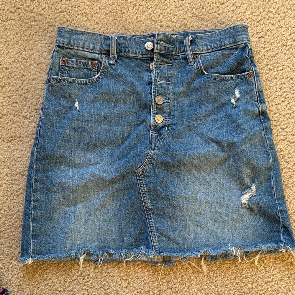 Denim Distressed Skirt